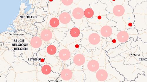 Screenshot einer Deutschland-Karte mit allen GCB-Mitgliedern und -Partnern