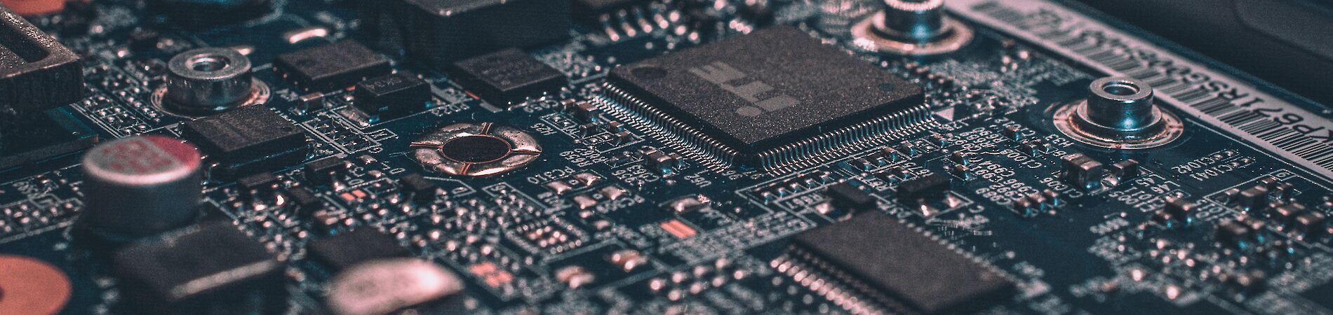 Macro photography of black circuit board