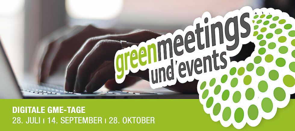 Bannerbild, dass die digitalen greenmeetings und events Programmtage ankündigt