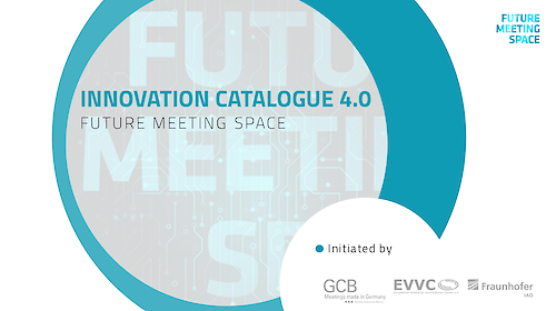 Future Meeting Space Visual with text "Innovation Catalogue 4.0"