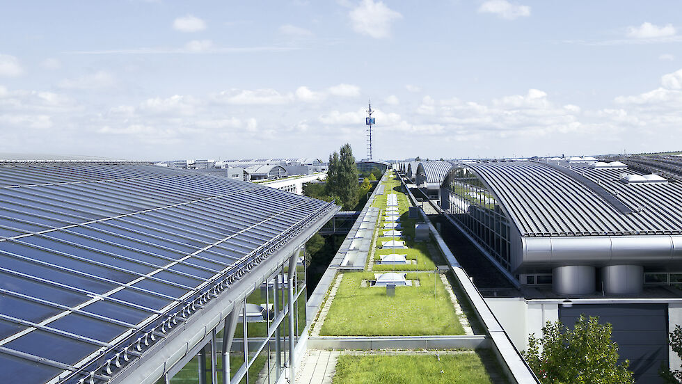 Munich Trade Fair Center roof aerial view