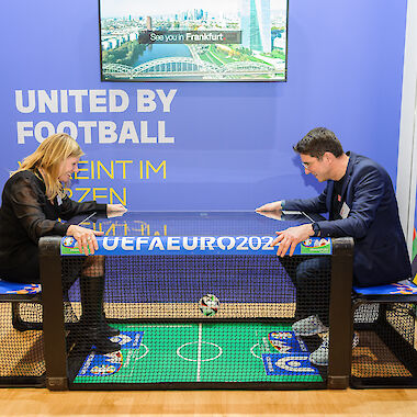UEFA "Bolzbox" (seated football) during ITB Berlin 2024